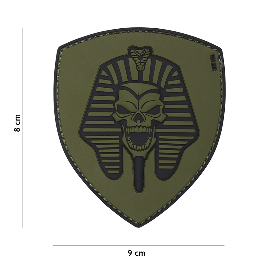 Embleem 3D PVC Farao skull groen #19007