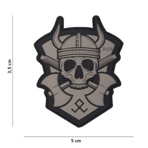 Embleem 3D PVC Viking met bijl grijs #16052