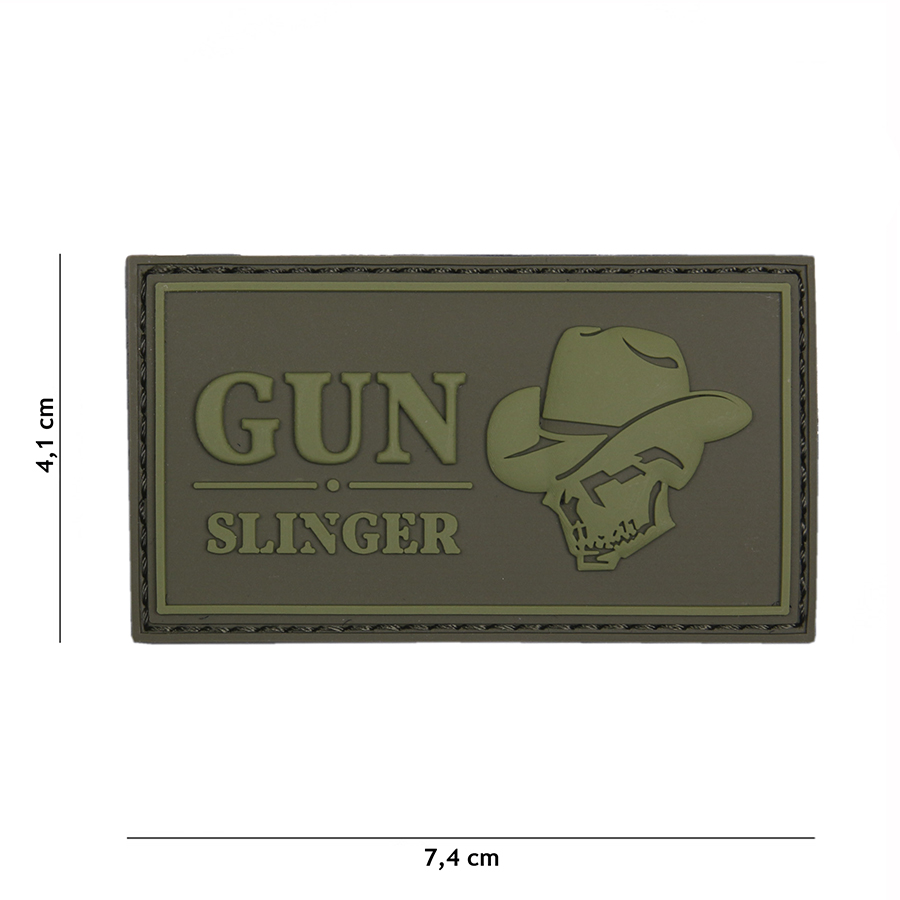 Embleem 3D PVC Gun slinger skull cowboy groen #16053