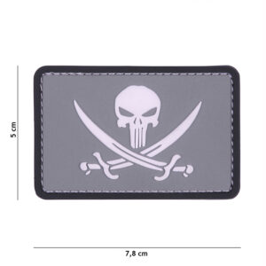 Embleem 3D PVC Punisher pirate grijs/wit #11123