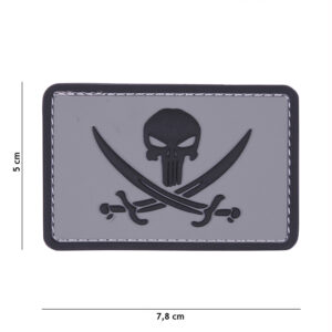 Embleem 3D PVC Punisher pirate grijs/zwart #11126