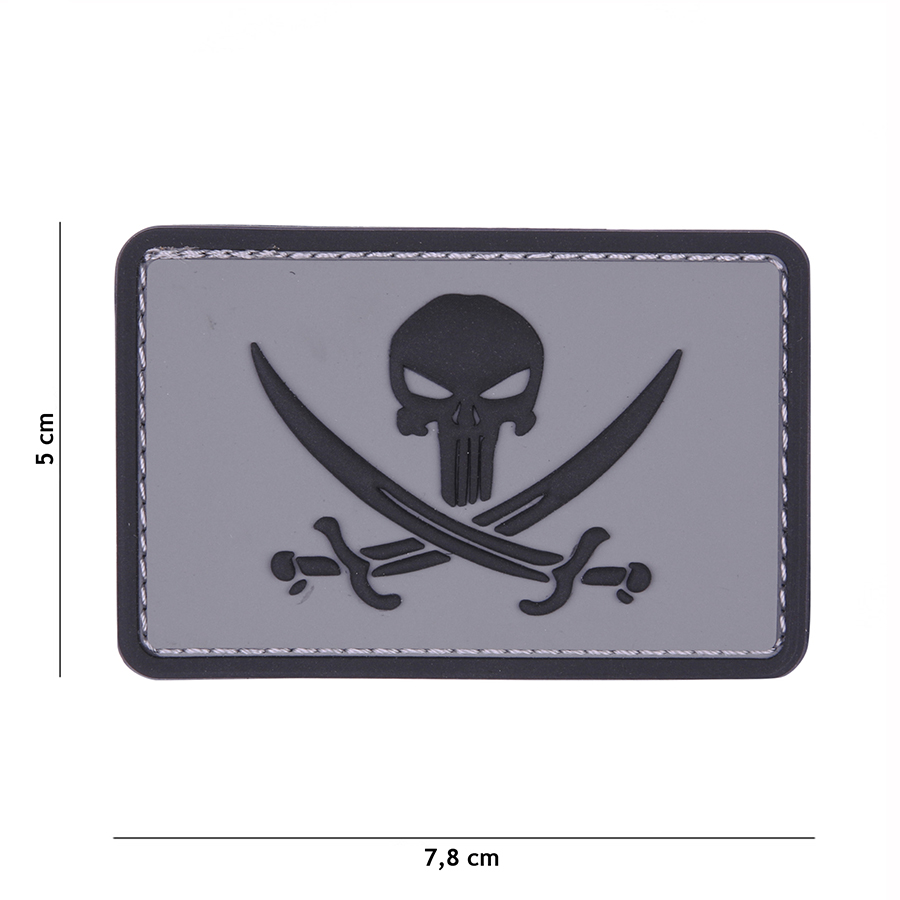 Embleem 3D PVC Punisher pirate grijs/zwart #11126