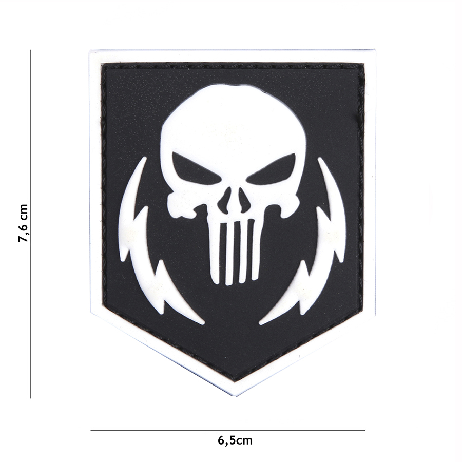 Embleem 3D PVC Punisher thunder strokes wit #12071