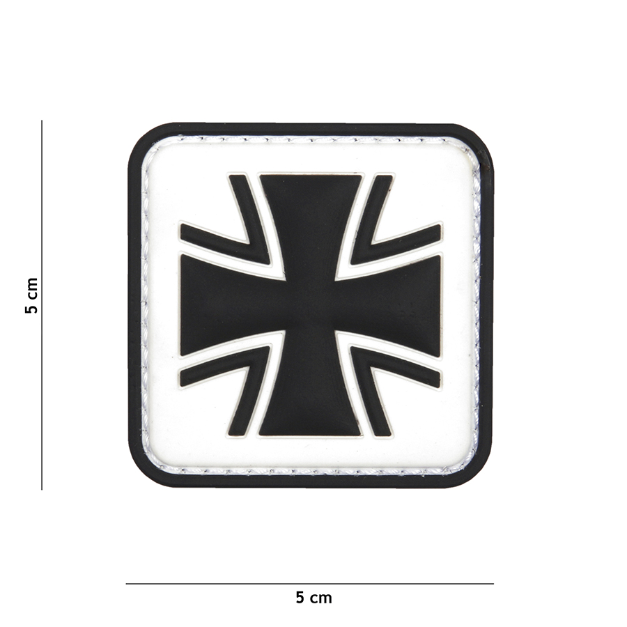 Embleem 3D PVC Duits kruis wit #11108