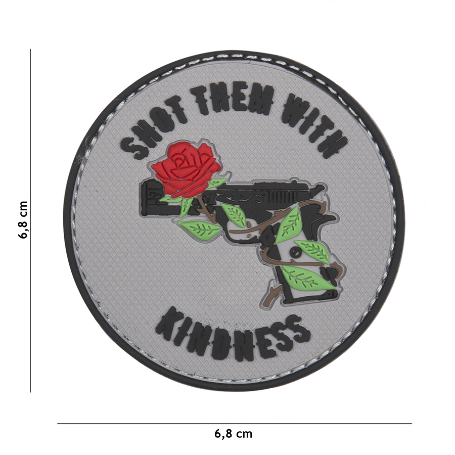 Embleem 3D PVC Shot them with kindness grijs #11120