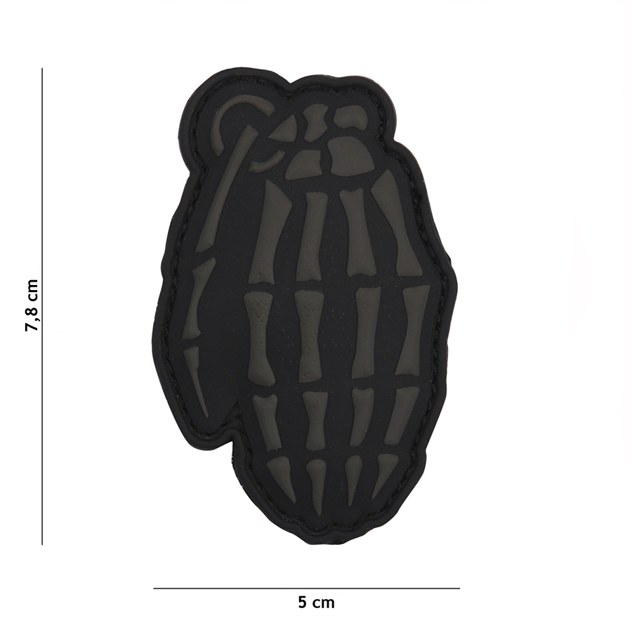 Embleem 3D PVC Skull granaat grijs #9049