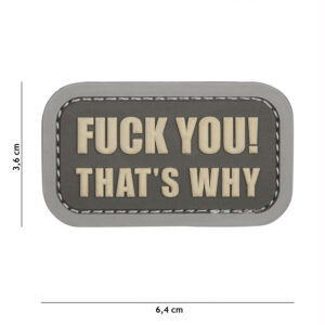 Embleem 3D PVC Fuck you that's why grijs #11143