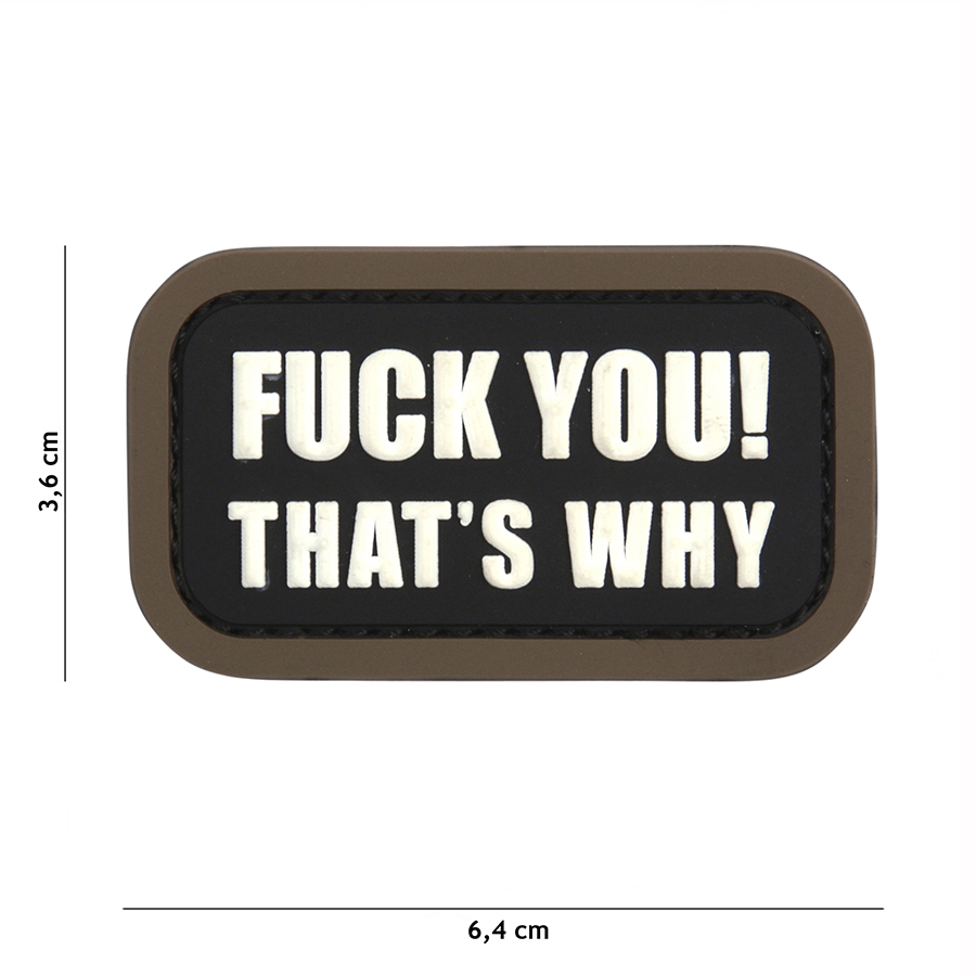Embleem 3D PVC Fuck you that's why zwart #11145