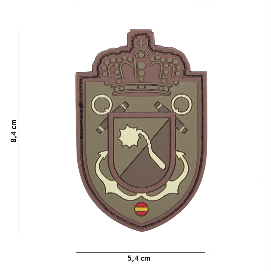Embleem 3D PVC Spaans kroon schild bruin/groen #13093