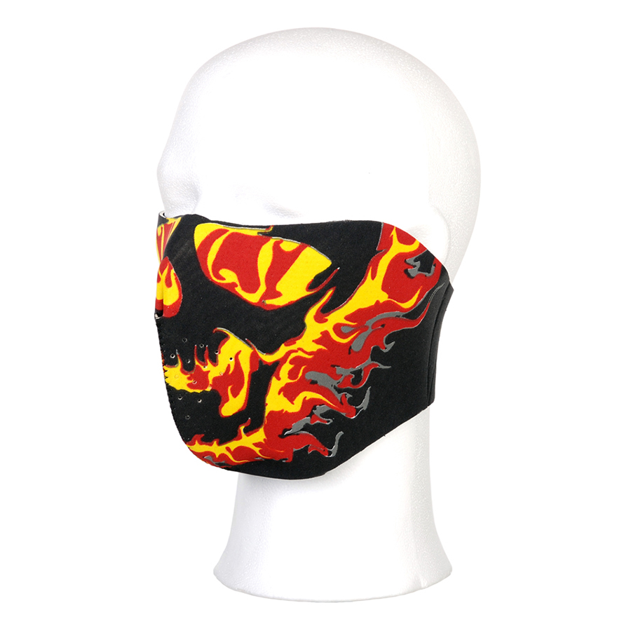 Biker mask half face yellow/red flames #113 Biker mask half face yellow/red flames #113
