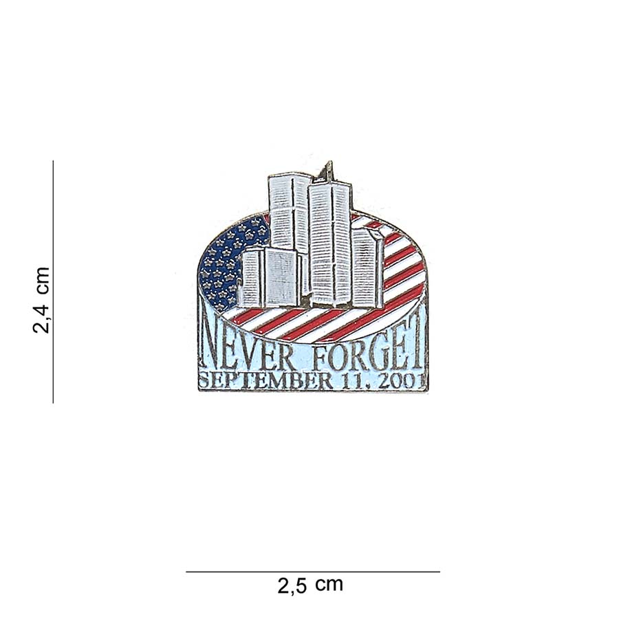 Embleem metaal never forget (zilver) #7035