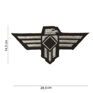Embleem stof Adelaar zwart+ grijs (groot) #2029