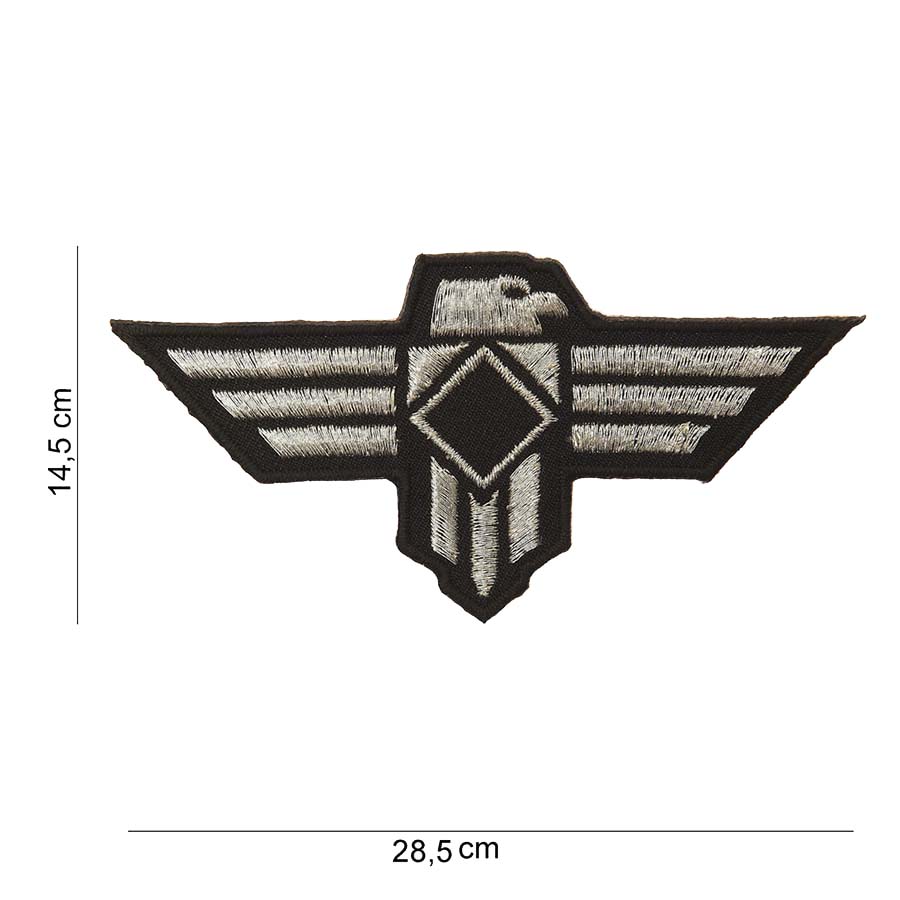 Embleem stof Adelaar zwart+ grijs (groot) #2029