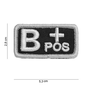 Embleem stof bloedgroep B+positief zwart #5085