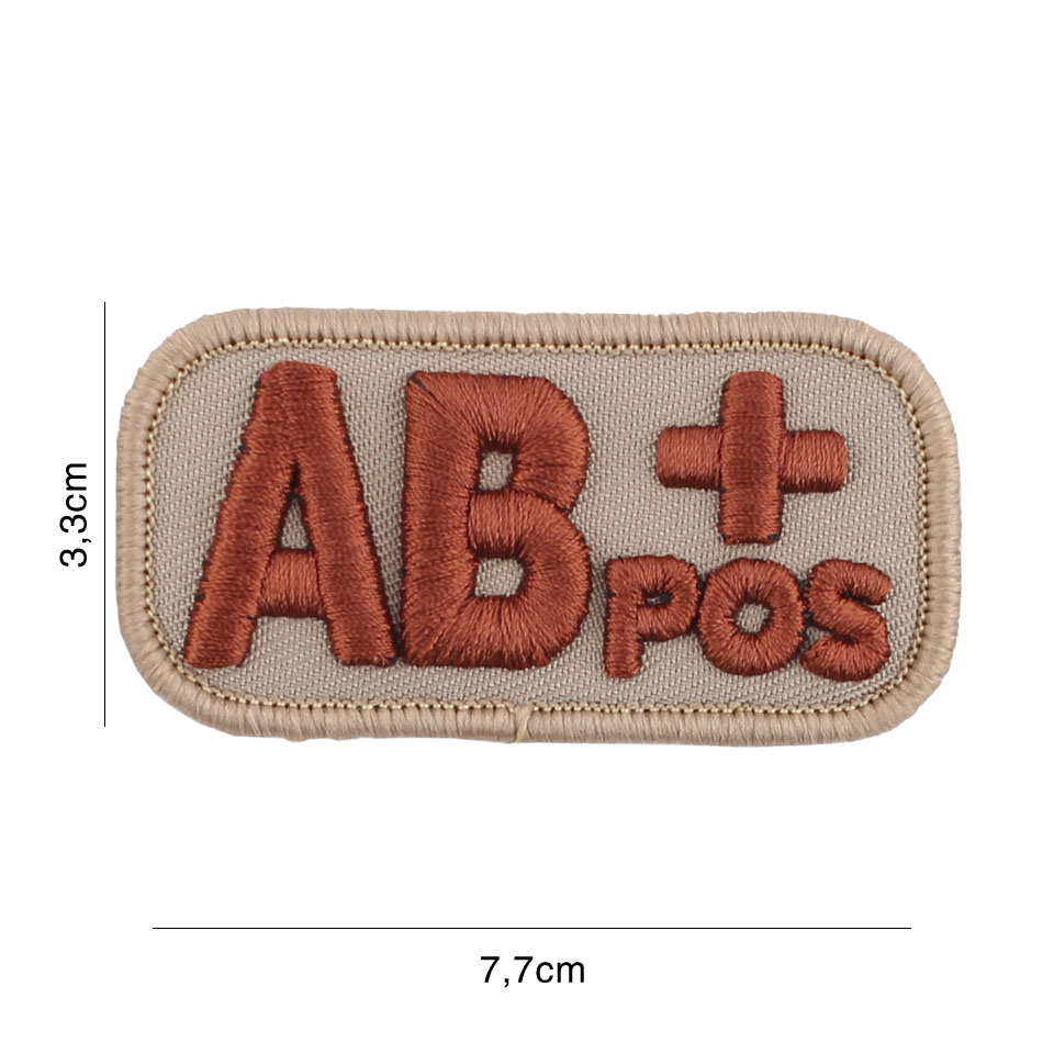 Embleem stof bloedgroep AB+positief coyote #8109