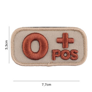 Embleem stof bloedgroep O+positief coyote #8110