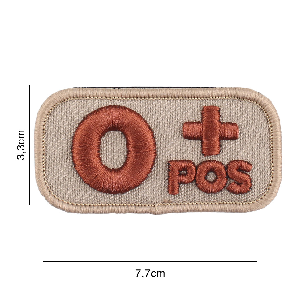 Embleem stof bloedgroep O+positief coyote #8110
