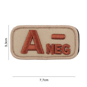 Embleem stof bloedgroep A-negatief coyote #8111
