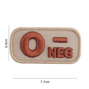 Embleem stof bloedgroep O-negatief coyote #8114
