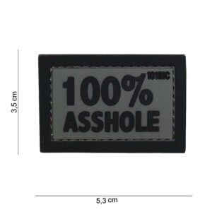 Embleem 3D PVC 100% asshole grijs/zwarte letters #14075