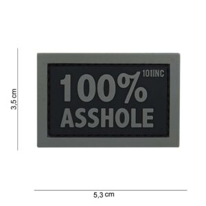 Embleem 3D PVC 100% asshole zwart/grijze letters #14076