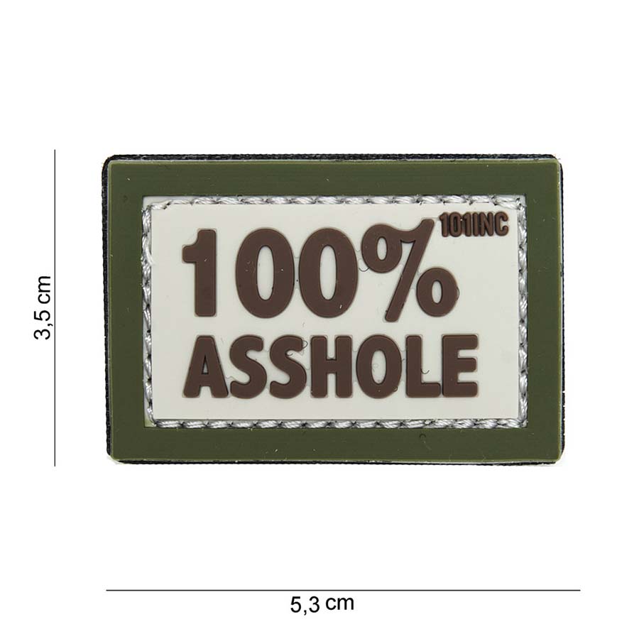 Embleem 3D PVC 100% asshole beige/groen #14077