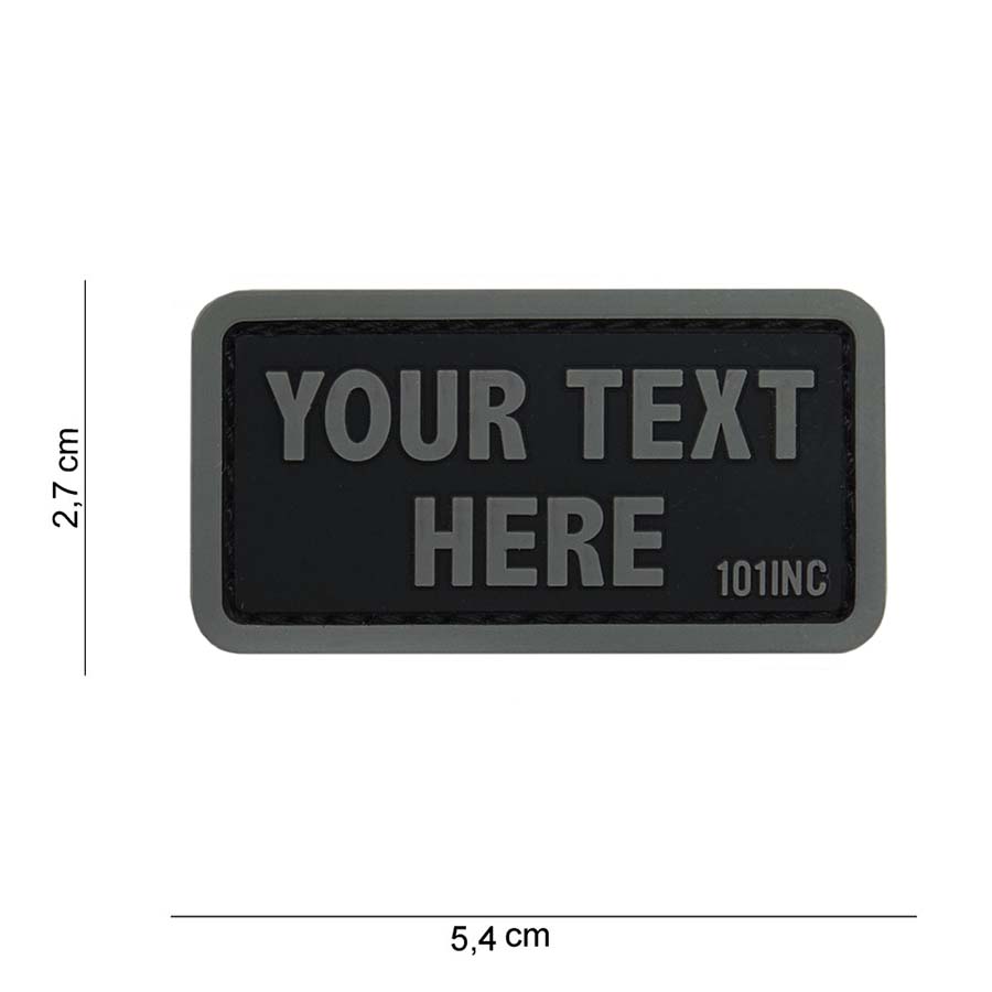 Embleem 3D PVC Your text here zwart/grijze letters #14080