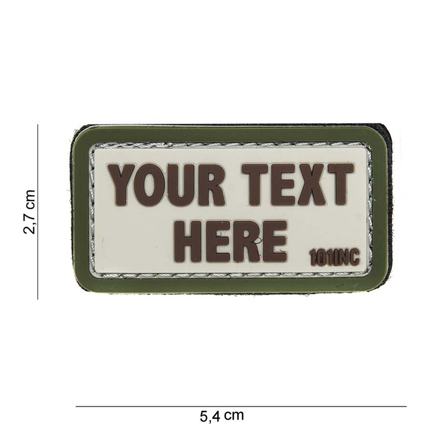Embleem 3D PVC Your text here beige/groen #14079