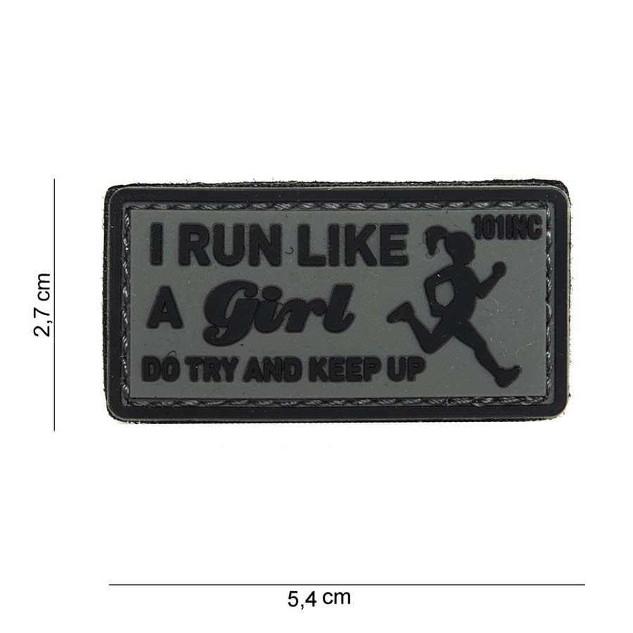 Embleem 3D PVC I run like grijs #14061