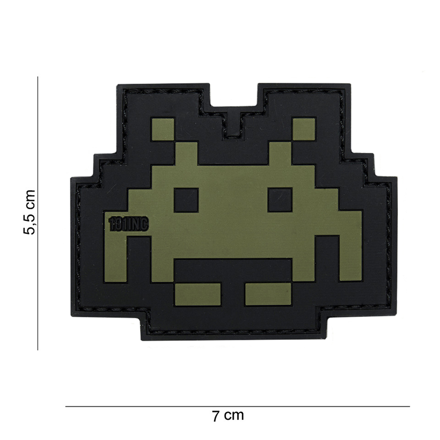 Embleem 3D PVC Space invader groen/zwart #14059