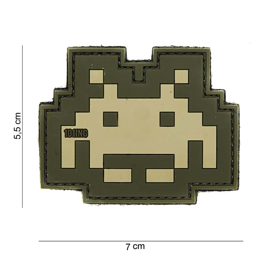 Embleem 3D PVC Space invader beige/groen #14060