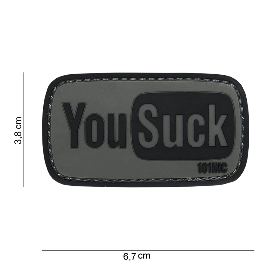 Embleem 3D PVC You Suck grijs/zwart #14068