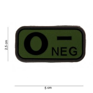 Embleem 3D PVC bloedgroep O- negatief groen #13030