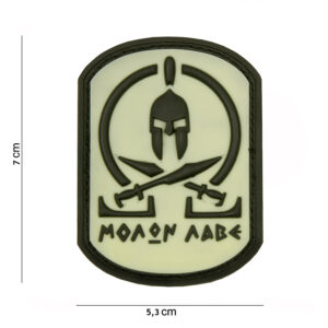 Embleem 3D PVC Molon Labe Spartan WHITE #12004