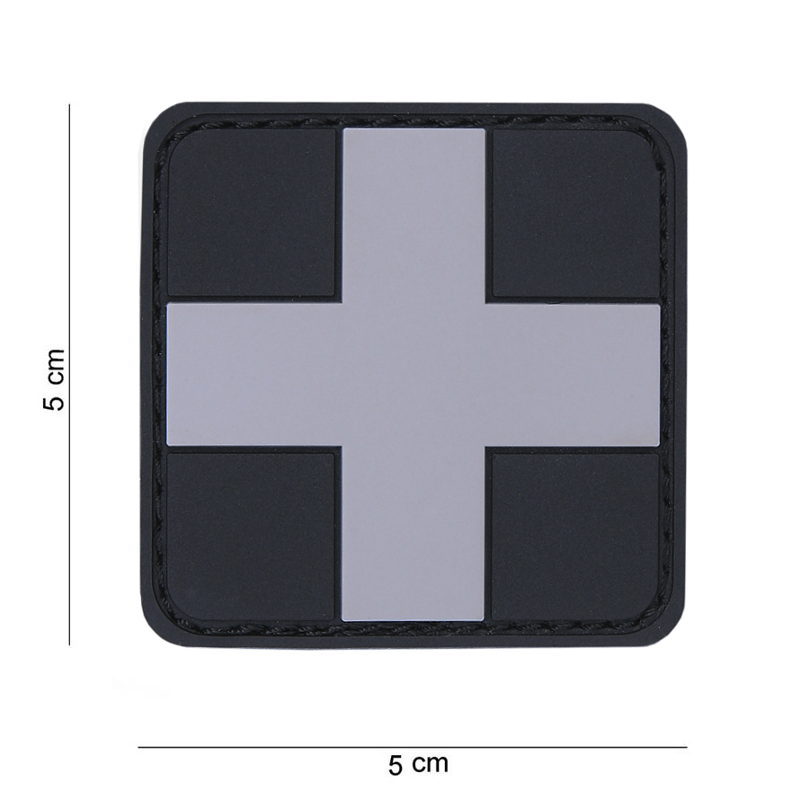 Embleem 3D PVC Cross grijs #12029
