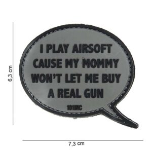 Embleem 3D PVC I play airsoft grijs #14031