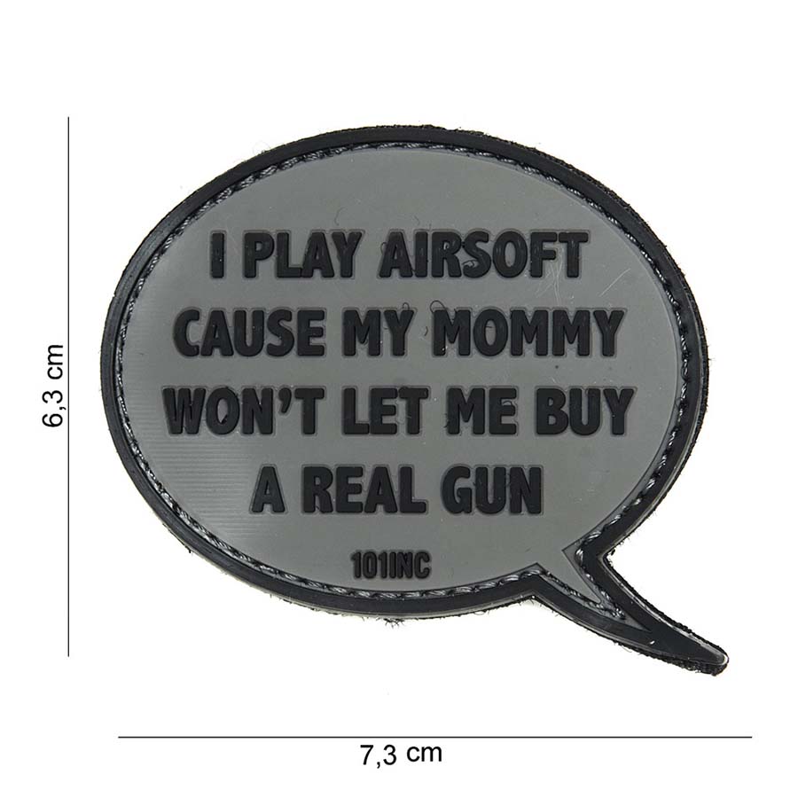 Embleem 3D PVC I play airsoft grijs #14031