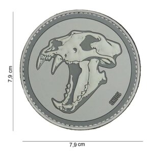 Embleem 3D PVC Sabertooth tiger licht grijs #14028