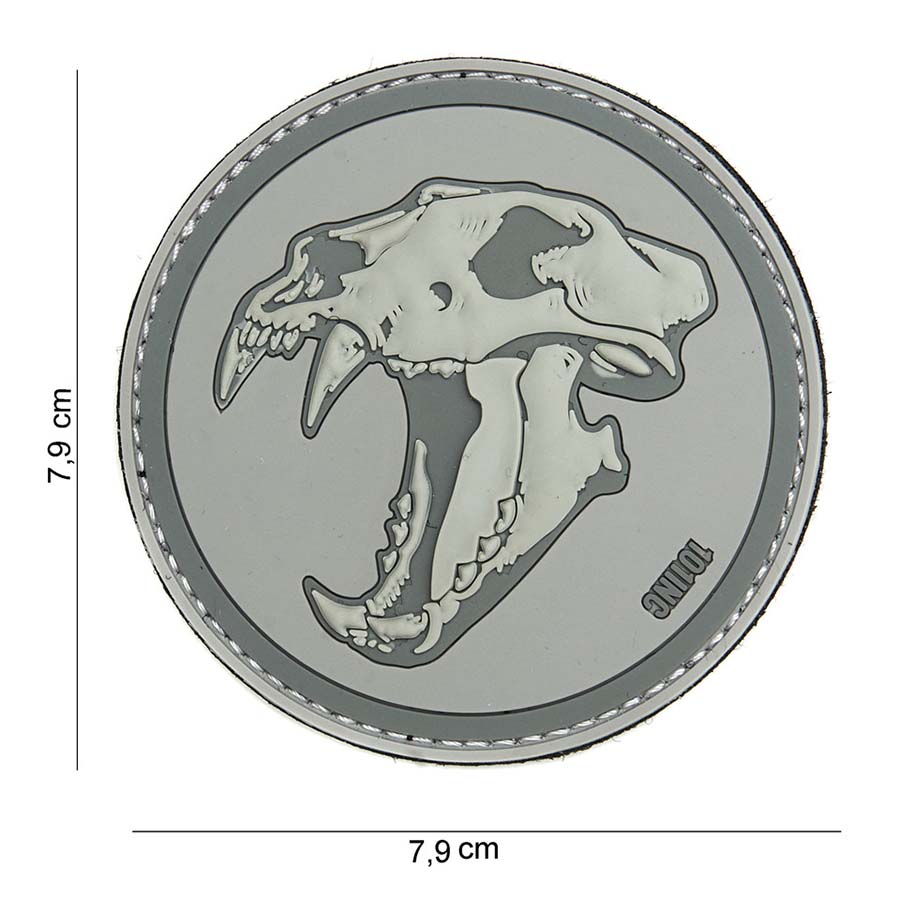 Embleem 3D PVC Sabertooth tiger licht grijs #14028