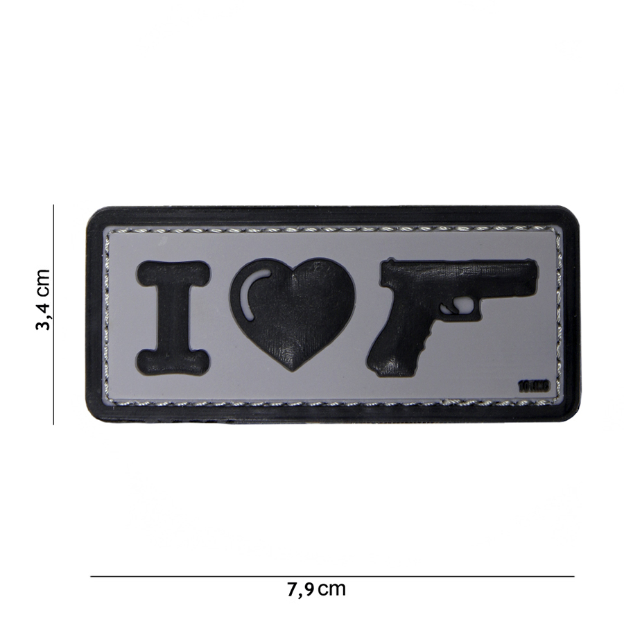 Embleem 3D PVC I Love my sidearm zwart #16061