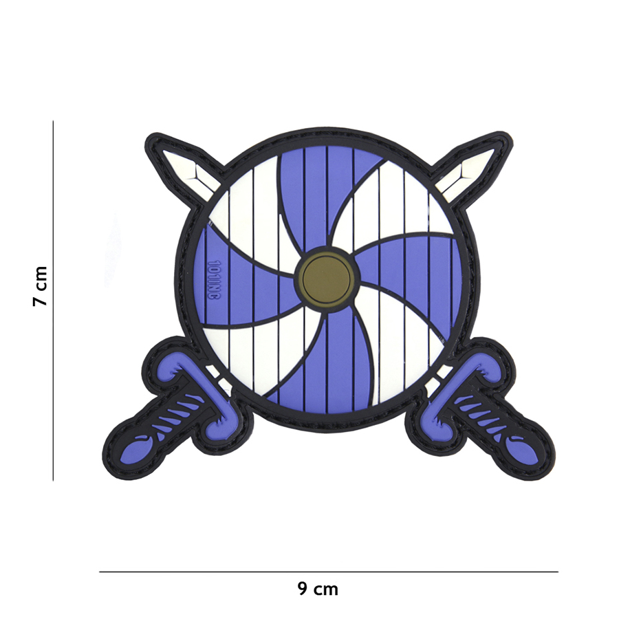 Embleem 3D PVC Viking schild + 2 zwaarden blauw #17047