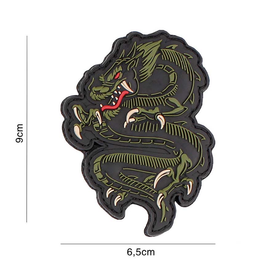 Embleem 3D PVC dragon groen #5089