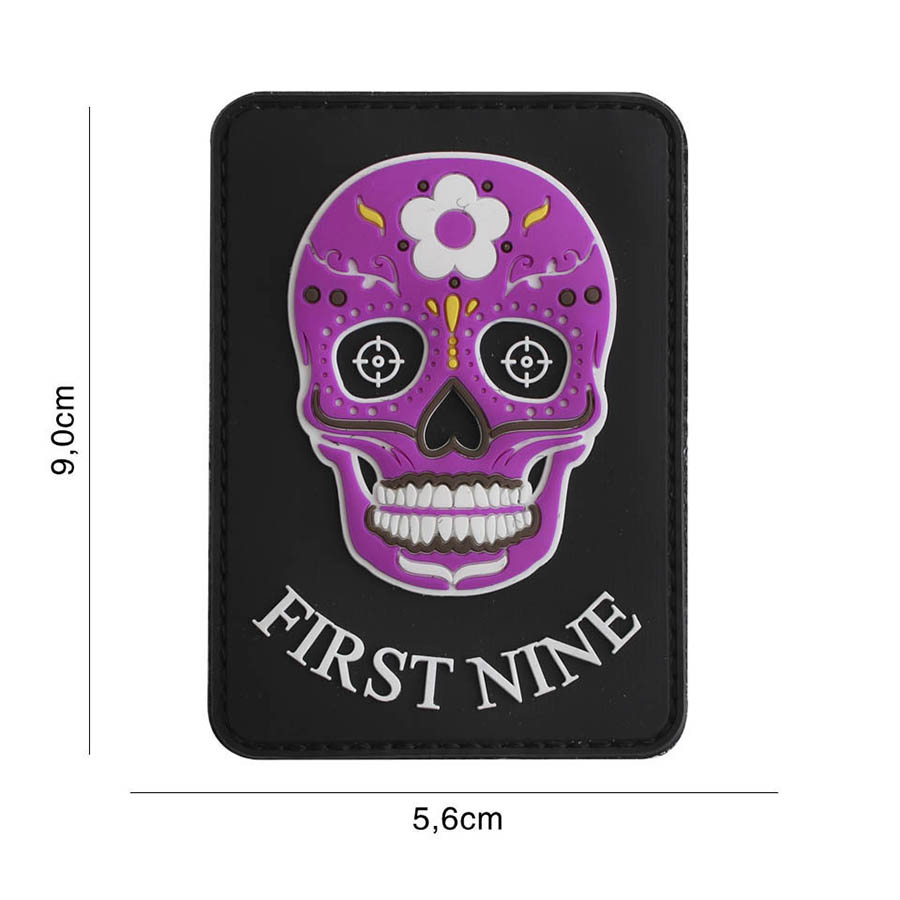 Embleem 3D PVC First nine rechthoek roze #6127