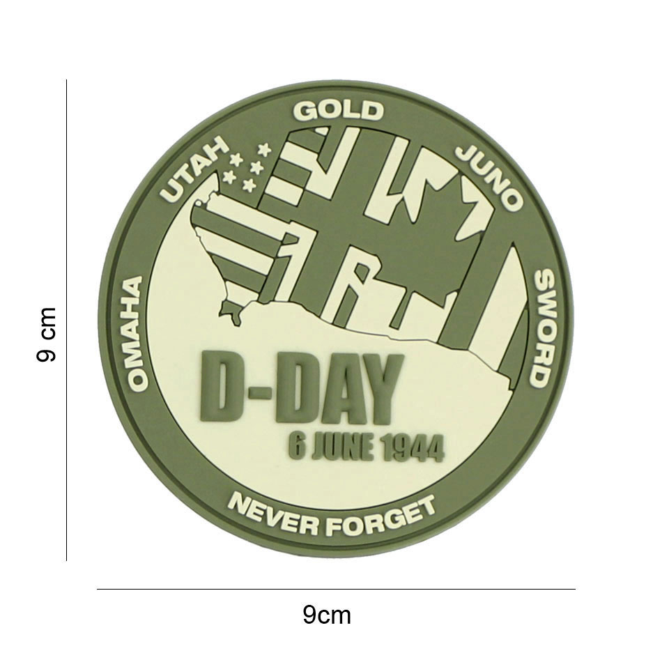 Embleem 3D PVC D-Day Never forget groen #7086