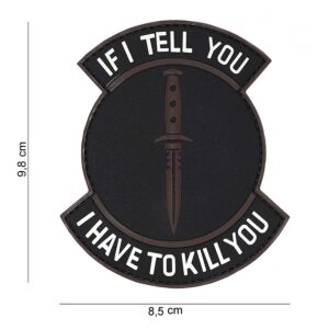 Embleem 3D PVC If I tell you zwart/bruin #16095
