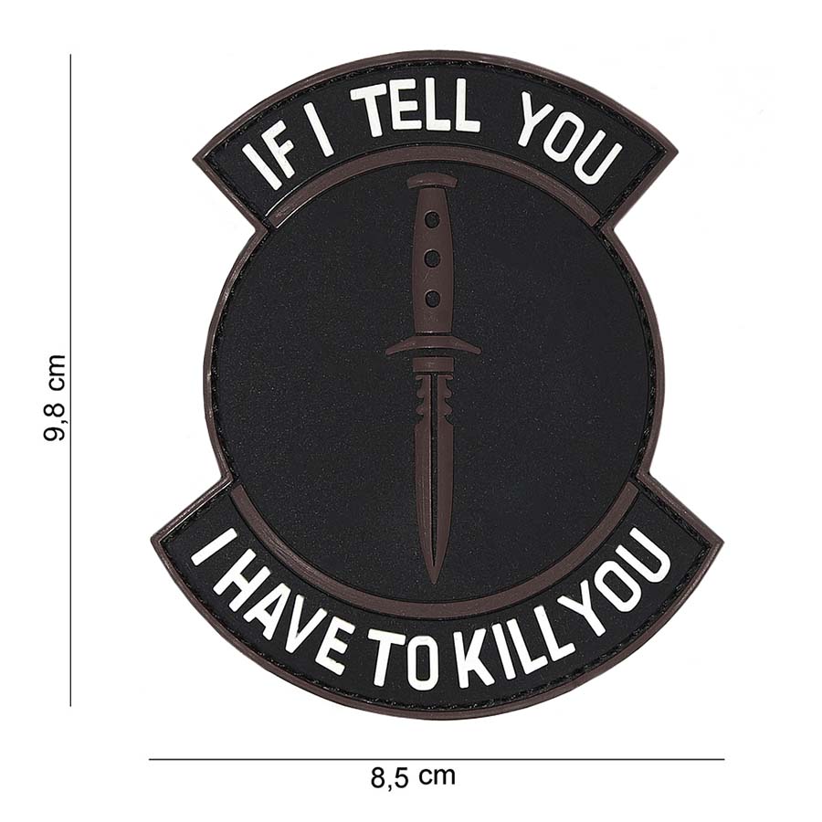 Embleem 3D PVC If I tell you zwart/bruin #16095