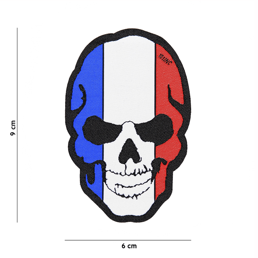 Embleem stof fijn geweven Skull Frankrijk #7141