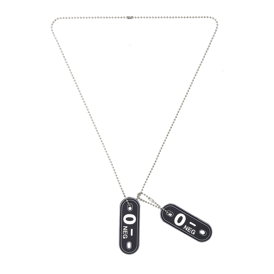 Dog tag PVC Bloedgroep O- negatief