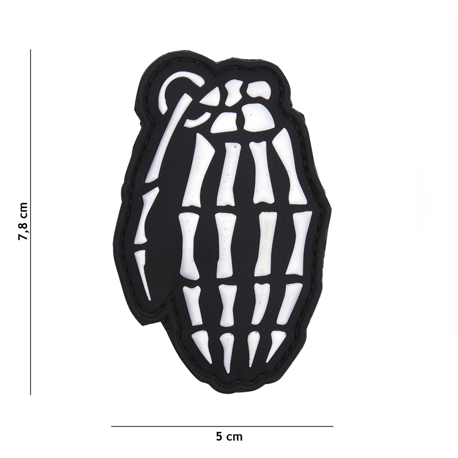 Embleem 3D PVC Bones granaat wit #11131