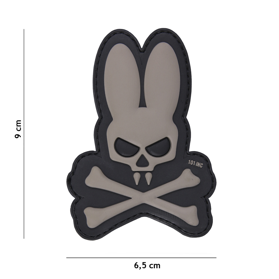 Embleem 3D PVC Skull bunny grijs #17054